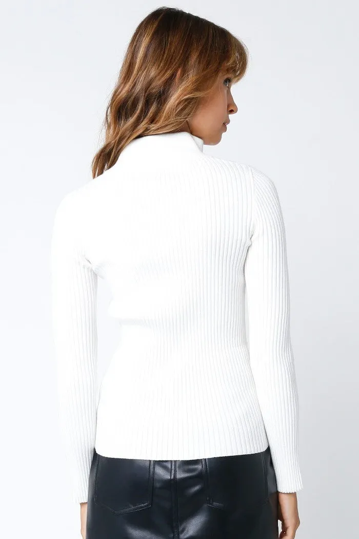 Ribbed Mock Neck Zip Up