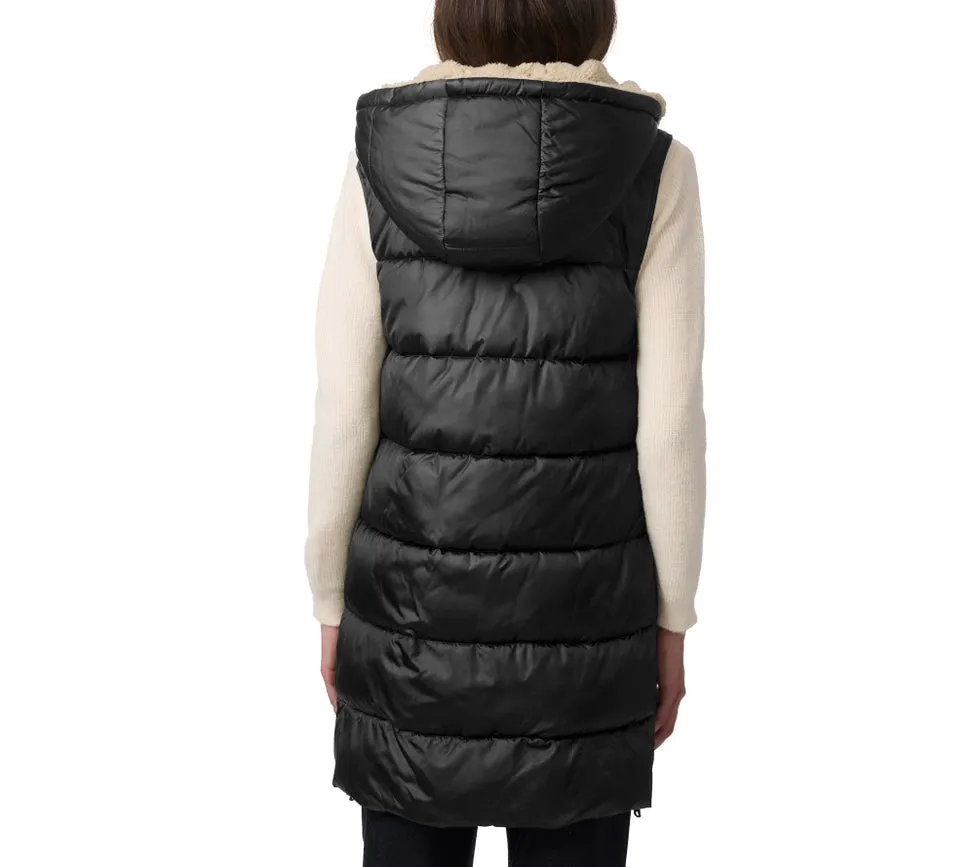 Sherpa Lined Puffer Vest Black