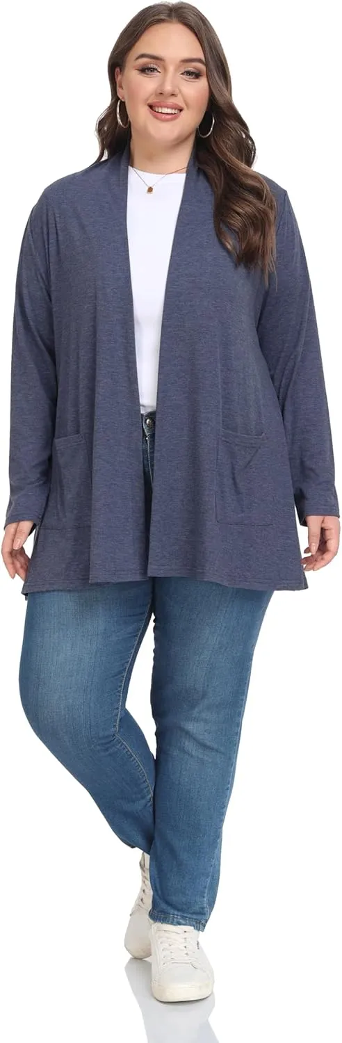 Shiaili Long Plus Size Cardigans for Women Easy to Wear Open Front Clothing