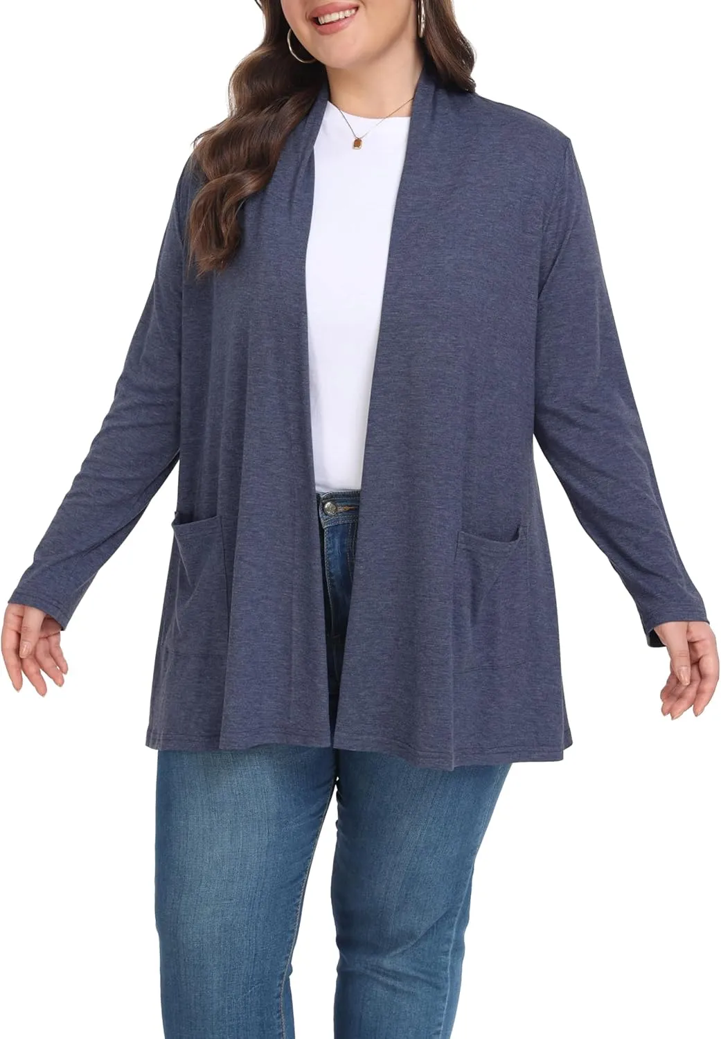 Shiaili Long Plus Size Cardigans for Women Easy to Wear Open Front Clothing