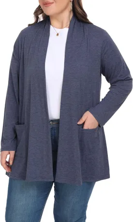 Shiaili Long Plus Size Cardigans for Women Easy to Wear Open Front Clothing