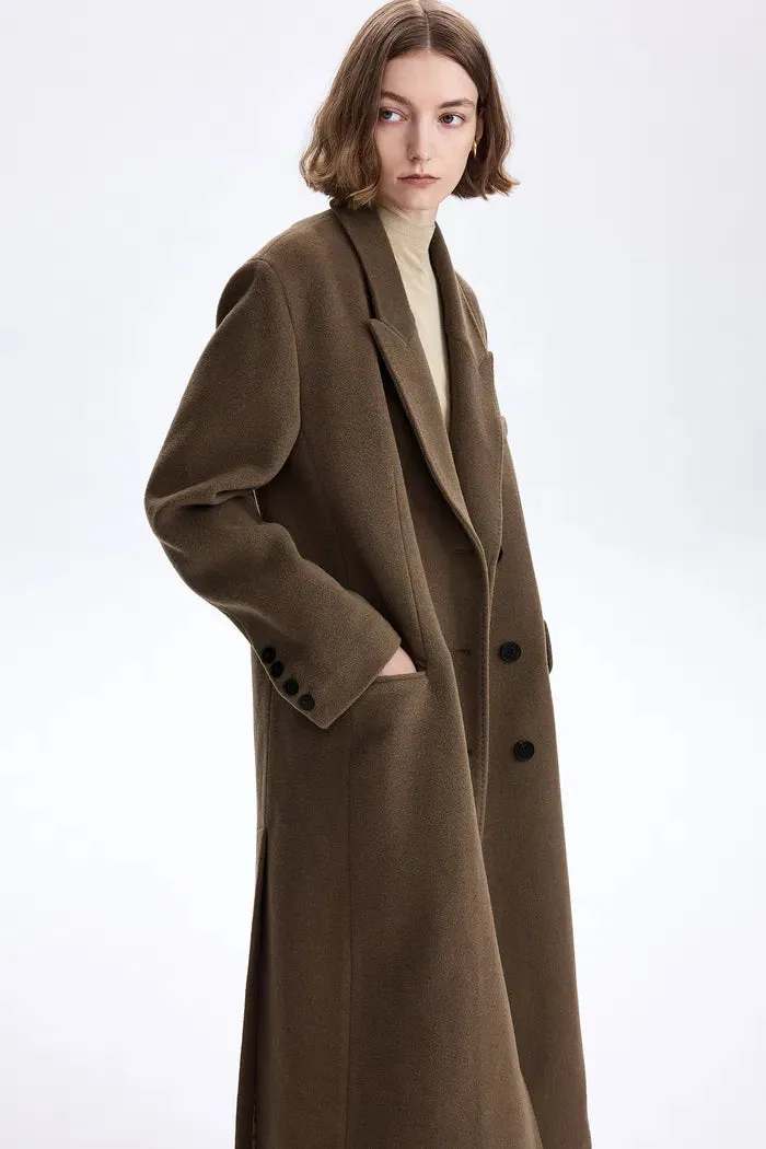 Sinae Classic Double Breasted Coat in Wool-Alpaca Blend