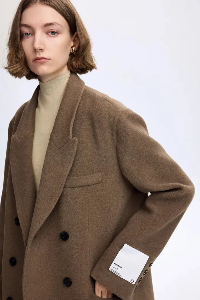 Sinae Classic Double Breasted Coat in Wool-Alpaca Blend