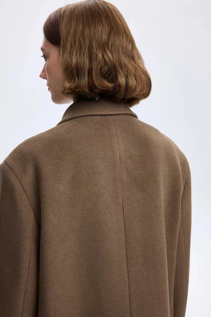 Sinae Classic Double Breasted Coat in Wool-Alpaca Blend