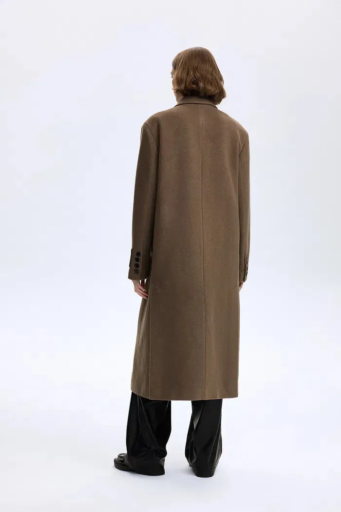 Sinae Classic Double Breasted Coat in Wool-Alpaca Blend