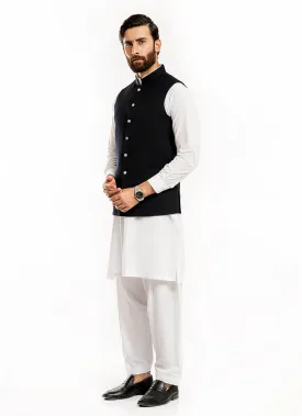 Textured-Dark Blue, Wool Rich Waist Coat