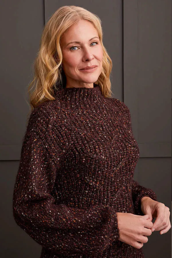 Tribal Oversized Funnel Neck Sweater