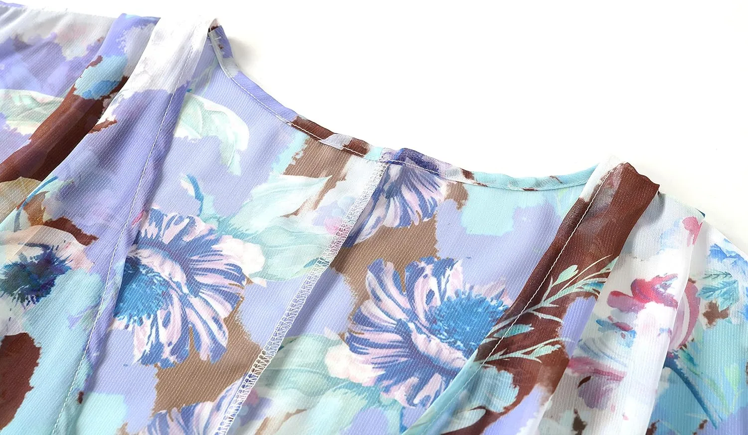 Tribear Women Chiffon Kimono Cardigan Floral Printed Bat Sleeve Casual Capes Beach Cover up