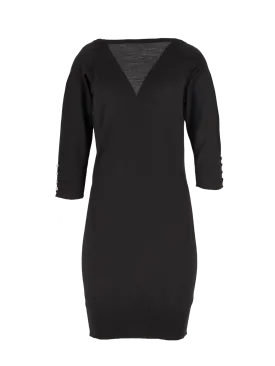 v-back wool-knit dress