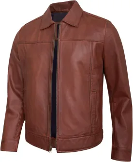 Vintage Leather Jacket Mens - Real Lambskin Classic Turn Down Collar Leather Jackets For Men