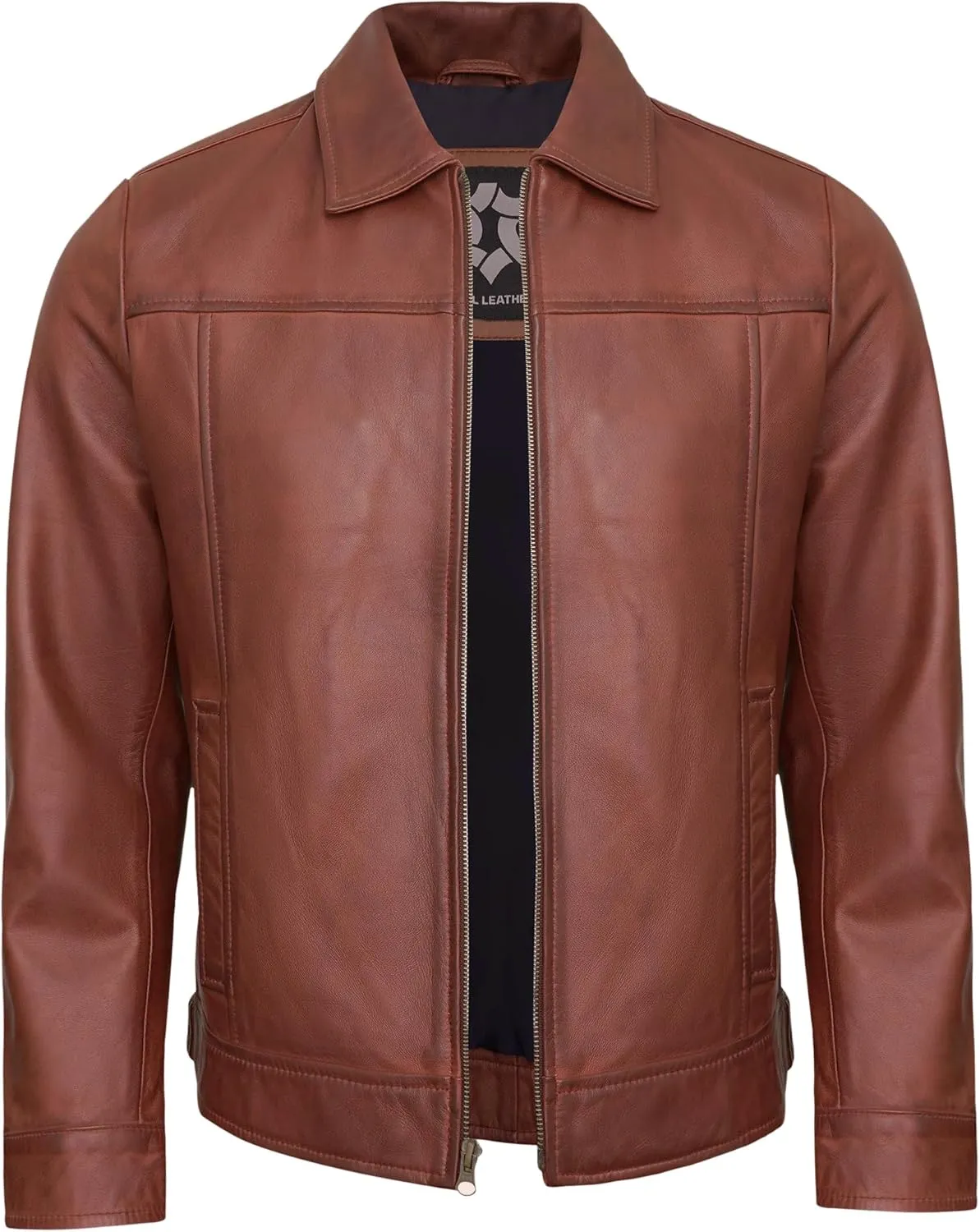 Vintage Leather Jacket Mens - Real Lambskin Classic Turn Down Collar Leather Jackets For Men
