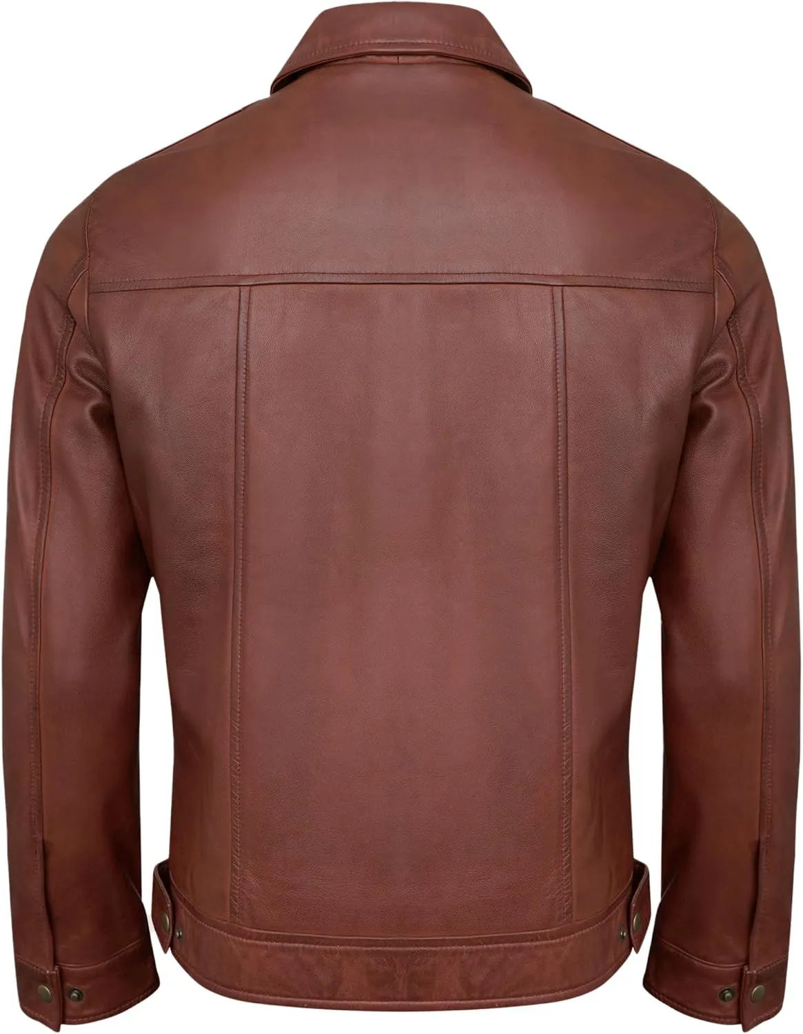 Vintage Leather Jacket Mens - Real Lambskin Classic Turn Down Collar Leather Jackets For Men