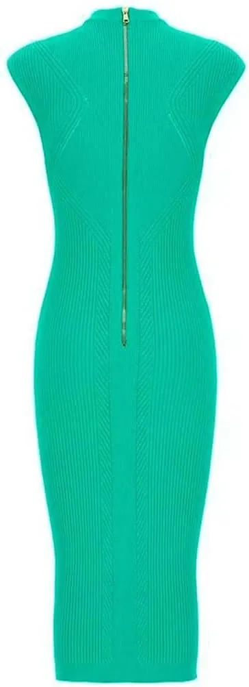 Vsadsau Women's Knitted Dress Slim Sleeveless Crewneck Hollow Slim Solid Color Midi Dresses