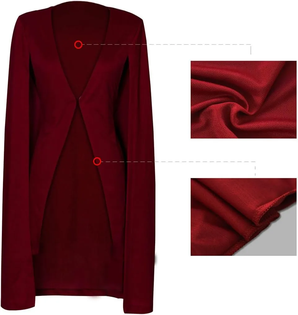 Women's Long Open Slit Sleeve Cloak Capes Jacket 4XXL Open Front Long Slit Blazer Cape Coat Plus Size