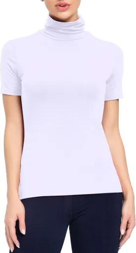 Women's Mock Turtleneck Top Short Sleeve Lightweight Active T-Shirt (S-XXL)