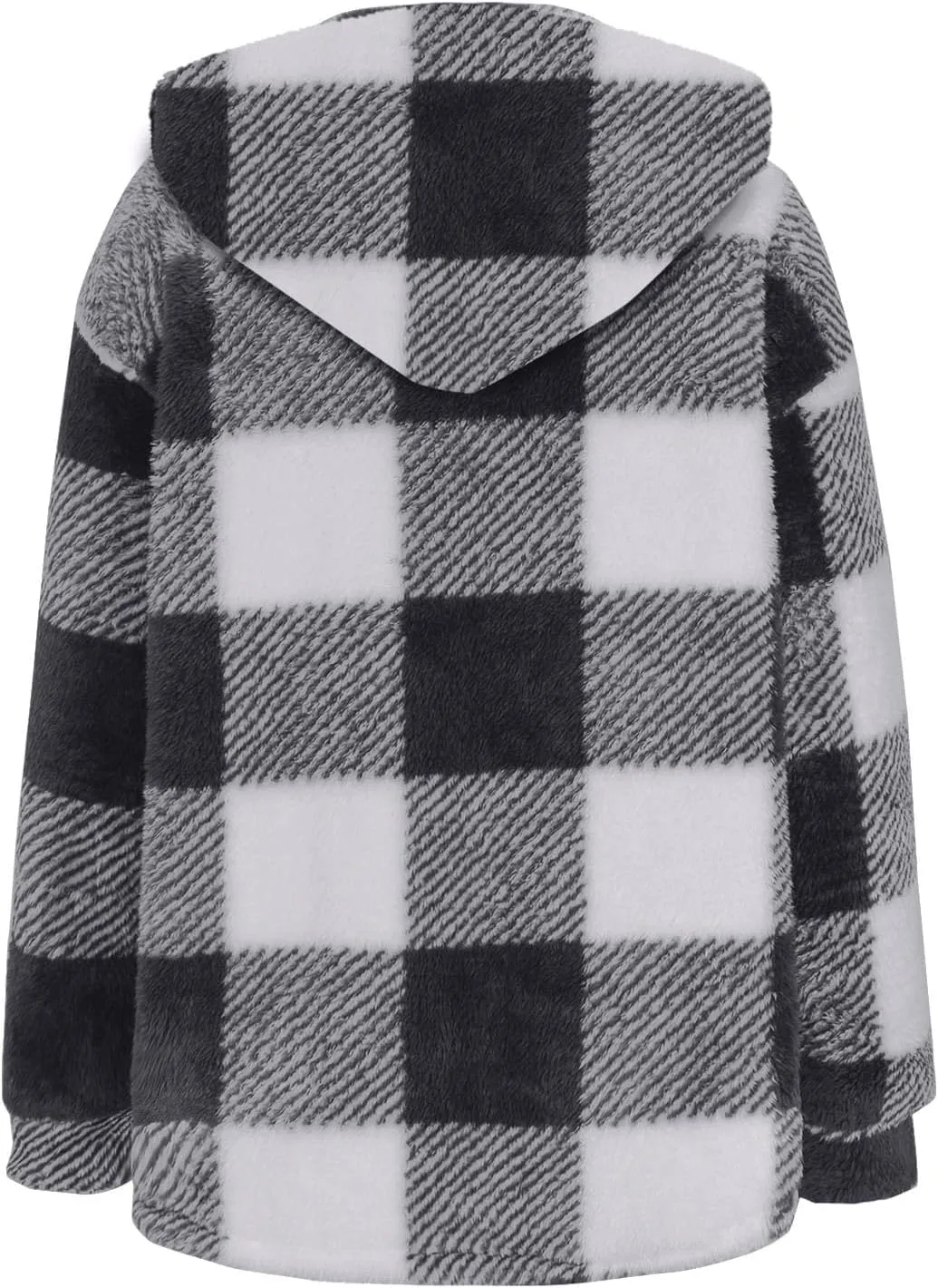 Womens Plaid Shacket Fleece Sherpa Lined Jackets Hooded Long Sleeve Fuzzy Button Down Cardigan Trendy Winter Coats