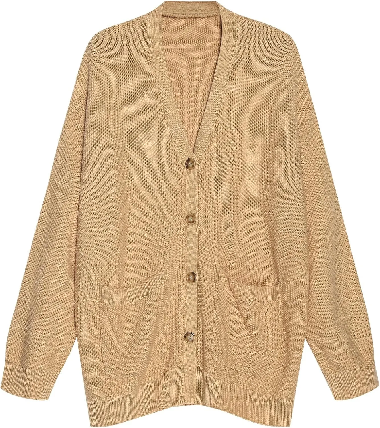 ZAFUL Womens Open Front Cardigan Sweater Button Down Oversized Knit Loose Casual Chunky Pocket Outwear Coats