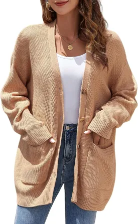 ZAFUL Womens Open Front Cardigan Sweater Button Down Oversized Knit Loose Casual Chunky Pocket Outwear Coats