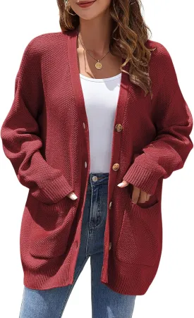 ZAFUL Womens Open Front Cardigan Sweater Button Down Oversized Knit Loose Casual Chunky Pocket Outwear Coats